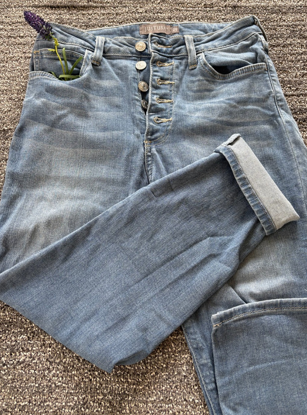 Just USA Black Stonewashed Button-Fly Skinny Jeans | 29 STRETCH